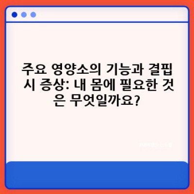 건강 밸런스의 비밀: 다양한 영양소 완벽 가이드 & 최신 트렌드 분석!