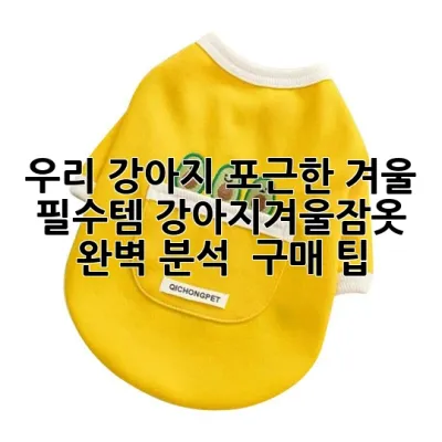 우리 강아지 포근한 겨울 필수템! 강아지겨울잠옷 완벽 분석 & 구매 팁 🐾