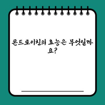 콘드로이친 완벽 가이드: 효능, 부작용, 복용법, 그리고 궁금증 해결!