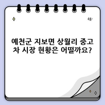 예천군 지보면 상월리 중고차 구매 완벽 가이드: 똑똑한 선택을 위한 모든 정보